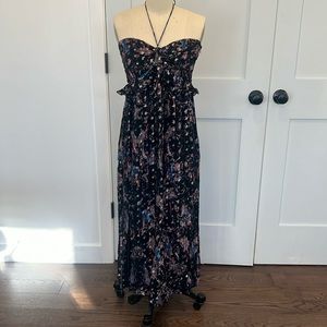 Iro Midaxi dress, silk chiffon print w metallic details, size 38